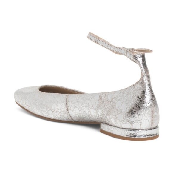 NEW DOLCE VITA Leather Ashya Ankle Strap Flats in silver for women 825 3j2 - Picture 11 of 11